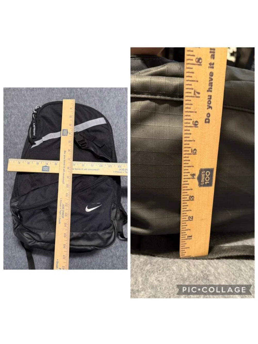 Nike Lacrosse Lazer Max Air Backpack Sport Travel Pocket Zip Sport Bag Blk Gray